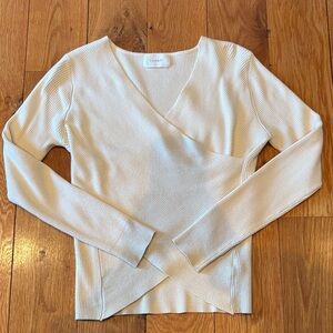 Six fifty cream ribbed crossover sweater